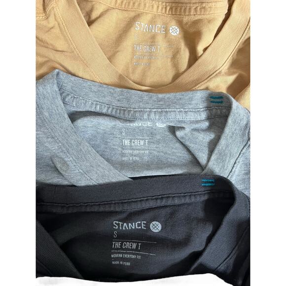 Stance Crew Tee bundle of 4 short sleeve shirts yellow black gray stripe small - Picture 4 of 7